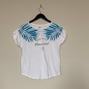 White & Blue Old Navy Graphic T-Shrit
